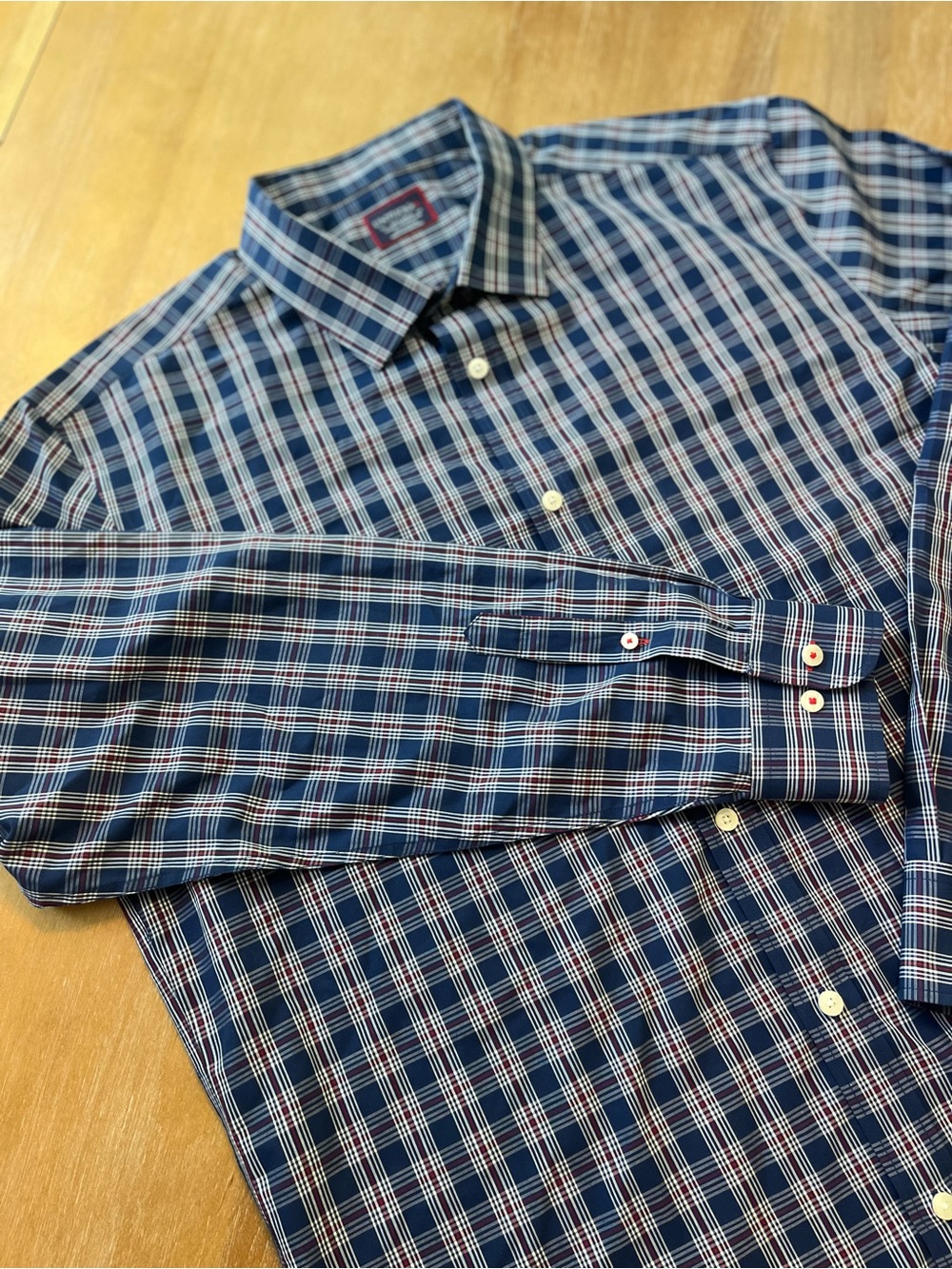 UNTUCKit Men’s XXL Slim Fit Wrinkle-Free Plaid Button Down Shirt Blue Red White